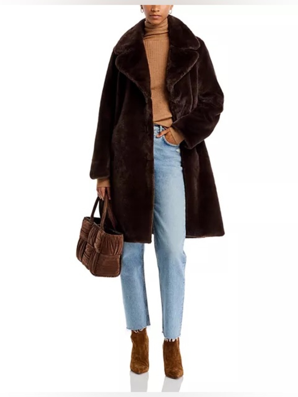 Aqua Dark Brown Faux Fur Coat - Women Jackets & Coats